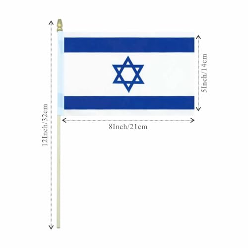 25Pack Small Israel Flag Handheld Mini Israeli Flag on Stick 5x8 Inch - color: Israel
