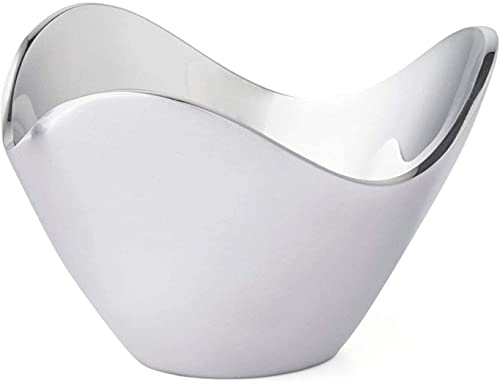 nambe Serve ware Collection Wave Bowl, Silver Serving Bowls, Large Salad Bowls for Kitchen, Entertaining, Side Dishes, Pasta, Dinner Parties, Kitchen Decor, Oven Safe, Easy Clean (9”)