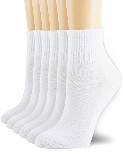 NevEND 6 Pairs Women's Mini Crew/Ankle Cotton Athletic Socks with Thick Cushioned 9-11 - color: White