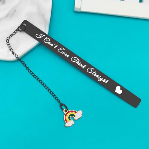 Xiahuyu Gay Pride Gift Gay Bookmark LGBT Pride Gift I Can't Even Think Straight Bookmark Lesbian Gift for Girlfriend Wife Anniversary Christmas Birthday Gift Valentines Gift for Gay Men Women, Black