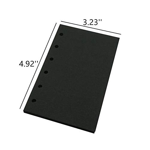 Harphia A7 Planner Refill Pocket 6 Ring Binder Blank Paper Black, Agenda Refill 40 Sheets 100gsm Black Plain Paper 3.23 x 4.92 inches - color: Black Blank, size: A7