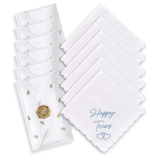 Happy Tears Wedding Handkerchief Something Blue Gift for Bride - color: Happy Tears X 6 (Gold)
