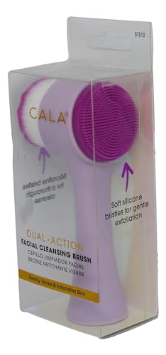 CALA Dual-Action Facial Cleansing Brush (Purple), Superfine Soft Bristles Deep Clean Pores, Removes Blackheads, Oil & Long-Wear Makeup, Water-Resistant Shower Use, All Skin Types - color: Purple