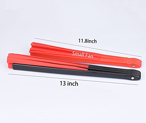 Chinese Folding Fan - 13 Inch Nylon-Cloth Fan for Performance and Hand Use (Red) - color: Red