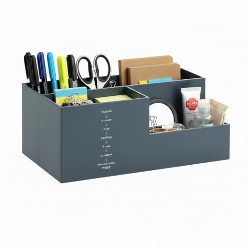 Jekelife Desk Organizer,3 Compartment Multi Grid Desk Container, Open Wide Opening Hard Thickened Pen Holder for Office Stationery, Home Small Item, School Supplies Organization Grey - color: Grey, size: A