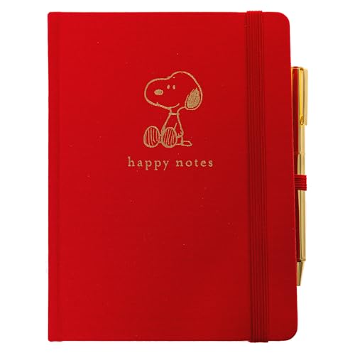 Snoopy Lined Journal Plus Pen by Graphique Luxe Collection, Hardcover Diary Notebook for Writing, Gold Foil Embossing, 160 Pages, 6” x 8” - color: Snoopy