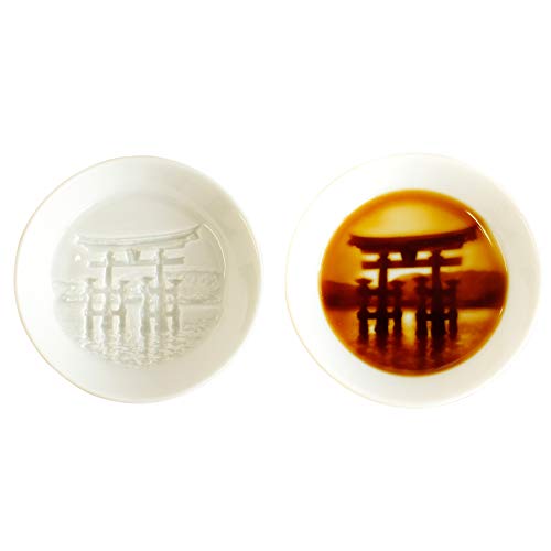 Torii Relief Seasoning Dish, Itsukushima Shinto Shrine Gate, 3 x 3 inches