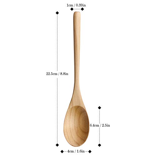 AOOSY 9In Wooden Spoons,6 Pcs Korean Wooden Spoon for Eeating - color: 6 Pcs Yellow Japanese Natural Wooden Spoon