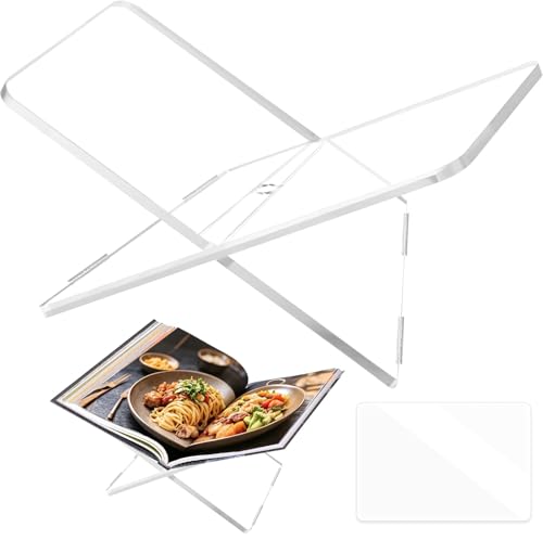 Acrylic Book Holder Stand Small Size, 8mm Thick Clear X-Shaped Book Display Stand for Cookbook, Bible, A4 Paper and Magazine, 2-Piece Detachable Acrylic Reading Stand, 11.9 x 8 in - size: Small