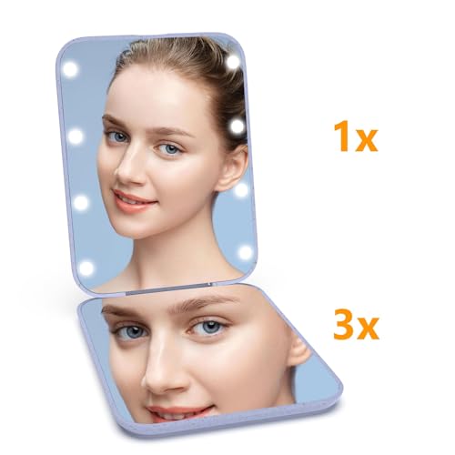 Kintion Pocket Mirror, 1X/3X Wheat Straw Material Compact Mirror(Purple) - color: Wheat Straw Purple