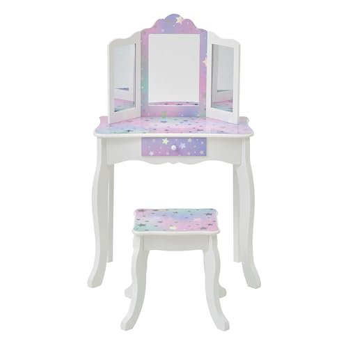 Teamson Kids - Starry Sky Print Gisele Medium Vanity - White/Lavender - color: White/Lavender