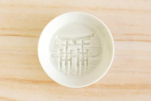 Torii Relief Seasoning Dish, Itsukushima Shinto Shrine Gate, 3 x 3 inches