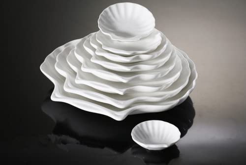 Leoyoubei Sauce Dish Set of 4, 5" White Porcelain Dipping Bowls for Sushi, Soy Sauce, Ketchup, Honey Mustard, BBQ Seasoning (Shell Shape - 3 Oz) - color: Shell shape- 3 Oz