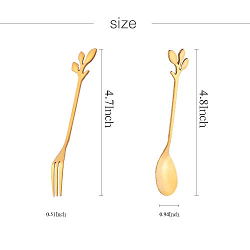 12Pack Stainless Steel Creative Coffee & Dessert Spoons, 4.8 Inches (Gold, Style 3) - color: Gold,Style 3