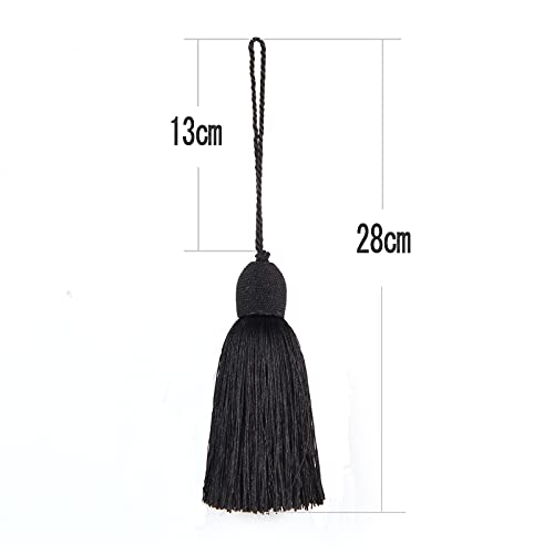 2Pcs Key Tassel with Loop DIY Handmade Craft Accessories,Black - color: Black