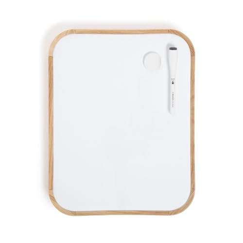 U Brands 11 x 14 Modern Bevel Dry Erase Board, Wood Grain Print, Includes Magnetic Marker and Magnet, Ghost-Free Surface - color: Wood Grain