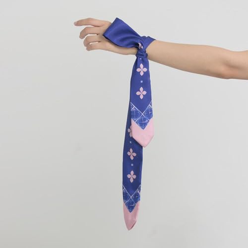 Daenggi Modern Hanbok Floral Hair Ribbon Scarf, Versatile Wrap - color: Blue