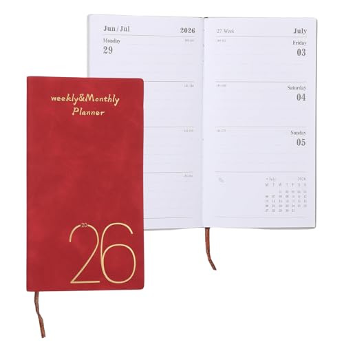 PATIKIL 2026 Daily Planner Notebook, A6 64 Sheets Undated to Do List Daily Weekly Monthly Goals Tracker Pocket Notebook for Office Home Study Work Time Management Fitness Habit, Red - color: Red