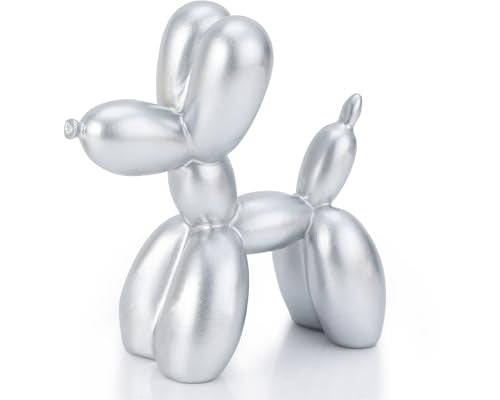 4 Inch Matte Silver Balloon Dog Sculpture - color: Silver
