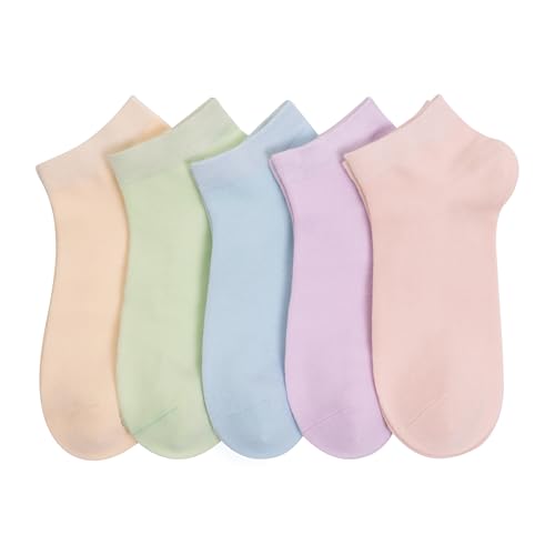 SERISIMPLE Women Viscose Bamboo Ankle Socks Low Cut Thin Sock Lightweight Pastal Color Soft Sock 5 Pairs - color: Assorted, size: Large