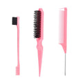 SWEET VIEW 3Pcs Slick Back Hair Brush - color: Pink
