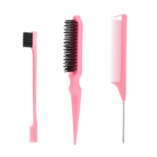 SWEET VIEW 3Pcs Slick Back Hair Brush - color: Pink