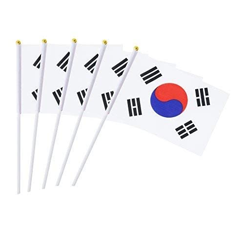 25 Pack Hand Held Small Mini Korea Korean Stick Flag Round Top National Country Flags,Party Decorations Supplies For Parades,World Cup,Festival Events,International Festival - color: Korea