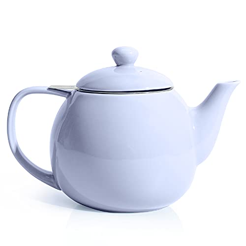 Sweese Teapot, Porcelain Tea Pot with Stainless Steel Infuser, Blooming & Loose Leaf Teapot - 27ounce, Lilac - color: Lilac, size: 27oz (with infuser)