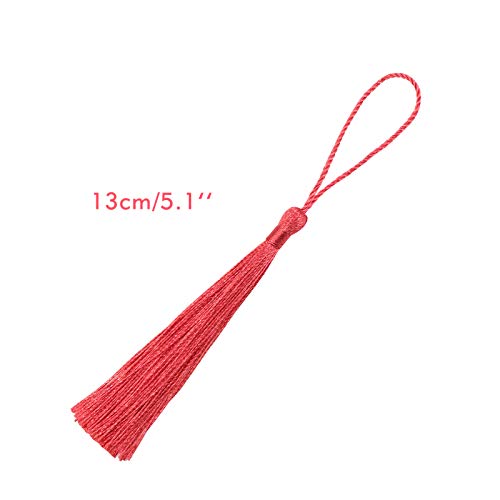 VAPKER 100 Pieces Light Coral Color 13cm/5-Inch Silky Handmade Soft Tassels Floss Bookmark Tassels with 2-Inch Cord Loop for Jewelry Making, DIY Projects, Bookmarks - color: U:light Coral