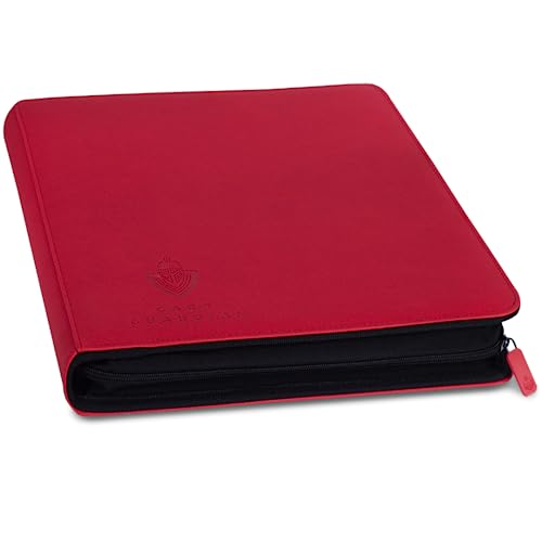 Card Guardian 12 Pocket Premium Binder with Zipper for 480 Cards, Red - color: Red