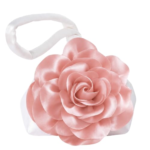 BABEYOND Women's Flower Satin Evening Bags Triangle Clutch Purses - color: White With Pink Flower