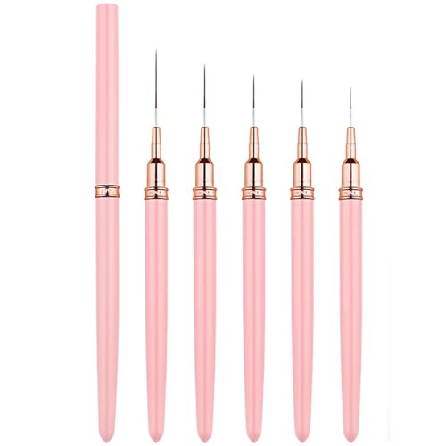 Metallic Nail Art Brushes Superfine Brush 5 Pcs Kit Professional Nail Liner Brush Nail Details Brush Nail Painting and Drawing Liner Brush for Nail Salons - color: g-5pcs