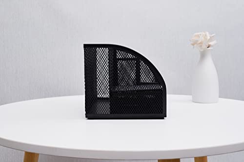 Annova Mesh Desk Organizer Office with 7 Compartments + Drawer/Desk Tidy Candy/Pen Holder/Multifunctional Organizer (Black) - color: Black