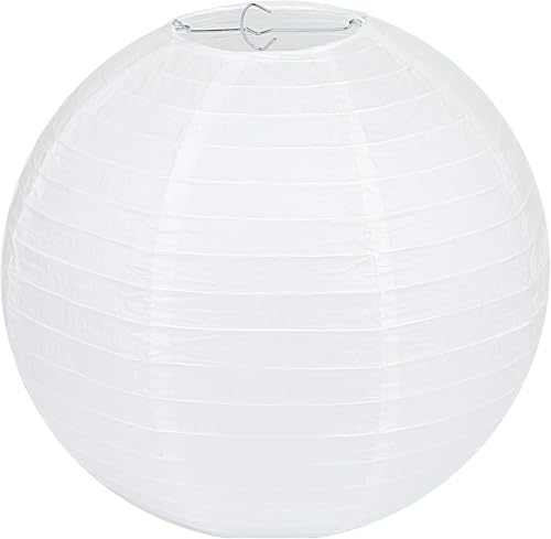 LIHAO 16 Inch White Round Paper Lanterns, 10-Pack - size: 16 inches