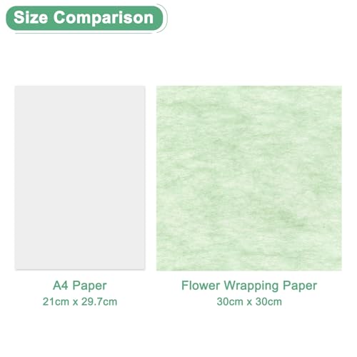 M METERXITY 152-Sheet Korean Cotton Wrapping Flower Paper, 11.8 Inch/ 30cm Waterproof Floral Wrapping Cotton Paper for Bouquets/Gift Packaging [Light Green] - color: Light Green
