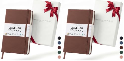 BEECHMORE BOOKS Premium Lined Leather Journal for Men & Women, 5" x 8" (A5) Thick 120gsm Ivory Cream Paper Notebook, Hardcover Vegan Leather Personal Diary, With Gift Box (Chestnut Brown) (Pack of 2) - color: Chestnut Brown, size: A5 - 5.8" x 8.3" Medium