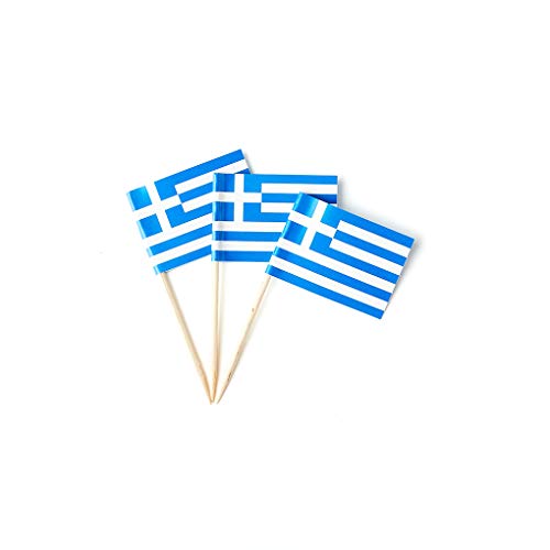 mflagperft Greece Toothpick Flags 100 Pack, Greek Flag Cocktail Picks - color: Greece
