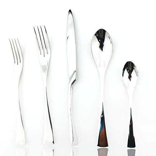 JASHII 18/10 Stainless Steel 20 Piece Mirror Polished Silver Flatware Set,Dinner Knife Fork Salad Fork Dessert Spoon Coffee Spoon，Service for 4 ，Silverware Utensil Sets - color: 20pcs-middle&small spoon