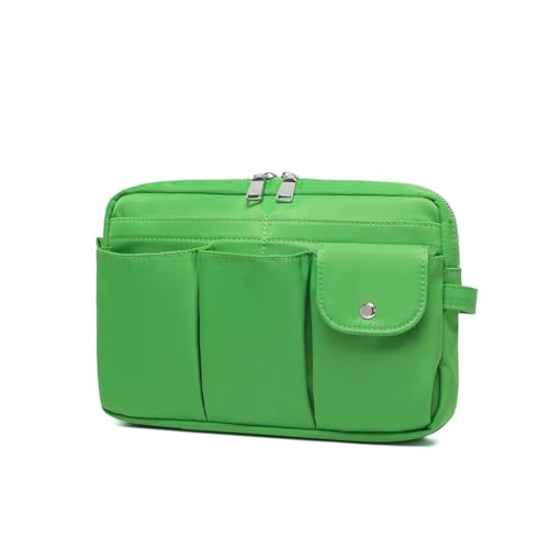 Pencil Holder Storage Bag for Women, Large Capacity Zippered Pencil Case with Multiple Pockets, Nylon Canvas Stationery Organizer for Office, Travel & Daily Use (Nylon,Grass Green) - color: Grass Green/Nylon