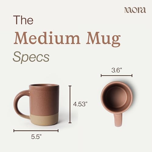 MORA Medium Mugs Set of 4, 16oz Ceramic Pottery Latte Mugs/Coffee Cups - Microwave and Dishwasher Safe - Terracotta - color: Terracotta