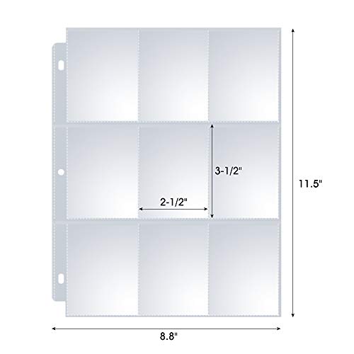 Sooez 36 Pack Trading Card Sleeves for Binder, 9 Pocket Photo Card Holder - style: Single-Sided