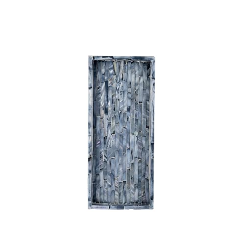 PEMAR Blue Mother of Pearl Tray Set of 2 – Handcrafted Decorative Vanity & Countertop Organizer for Bathroom, Entryway, Coffee Table – Elegant Home Decor Accent, 11.8" Lx5.1 Wx1 H - color: Blue