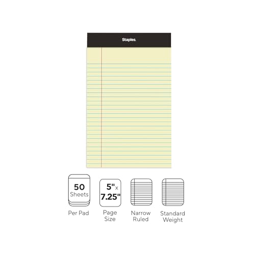 TRU RED Legal Pads, 5x8 Inch, Narrow Ruled, Canary, 12-Pack - style: Canary