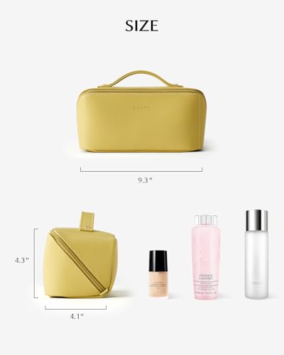 EACHY Travel Makeup Bag for Women, Flat Open Cosmetic Bag, Green, Medium - color: A - Green, size: Medium