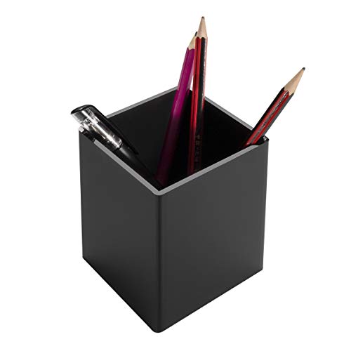 NIUBEE Black Acrylic Pen Holder 4 Pack, Desktop Pencil Cup Stationery Organizer for Office Desk Accessory - color: Black
