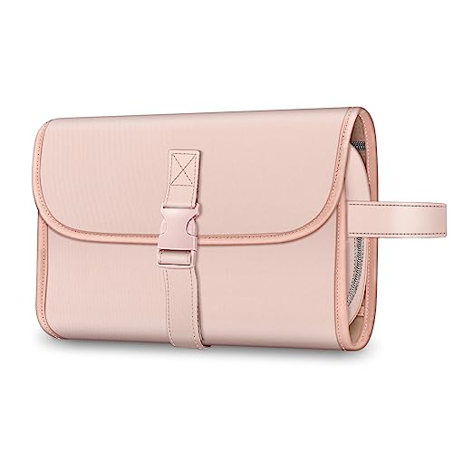 FINTIE Hanging Toiletry Bag Portable Travel Cosmetic Makeup Organizer - color: Pink