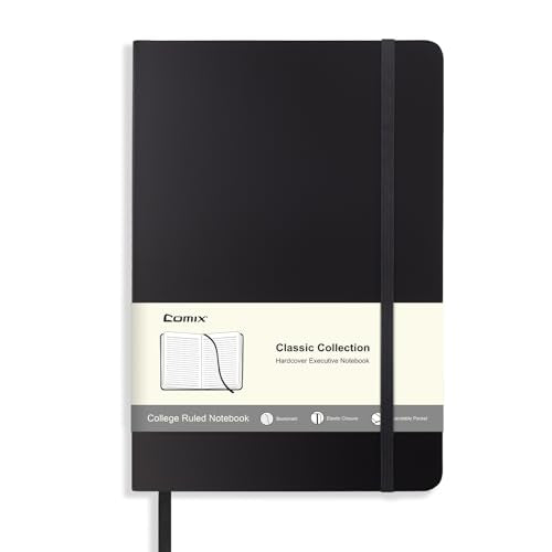 Comix Lined Journal Notebook for Work, 240 Pages, 5.5" x 8.3", Black - color: Black, size: 1 Pack