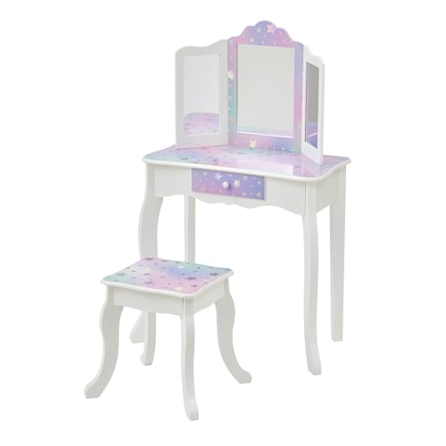 Teamson Kids - Starry Sky Print Gisele Medium Vanity - White/Lavender - color: White/Lavender