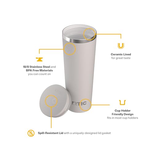 RTIC 28oz Everyday Tumbler, Insulated, Ceramic Lined, Cool Grey - color: Cool Gray, size: 28 Ounces