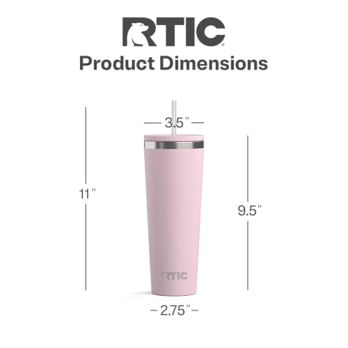 RTIC 28oz Everyday Tumbler, Insulated, Ceramic Lined, Pale Pink - color: Pale Pink, size: 28 Ounces